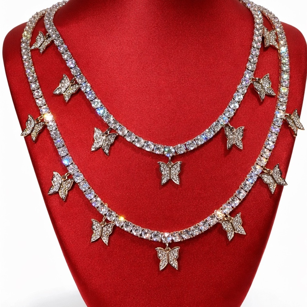 Tennis butterfly choker 16inch gold